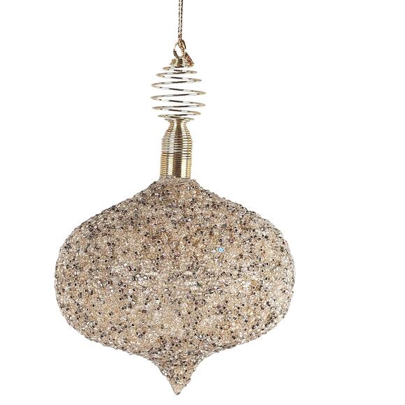 Beaded Onion Shape Christmas Ornament Gold Silver 5x4.5" Holiday Decor Christmas - Picture 1 of 16